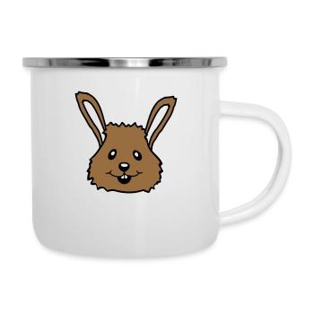 Hase Kaninchen Häschen Cartoon Kleintier niedlich - Emaille-Tasse - Weiß - Rechts