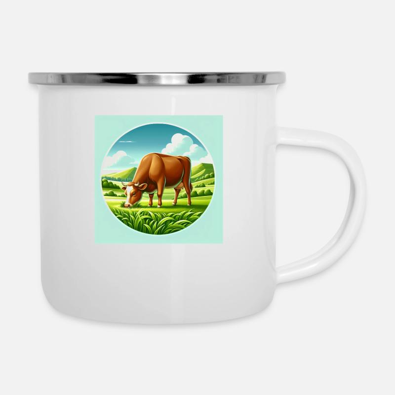 Kuh Texts - Emaille-Tasse - Weiß