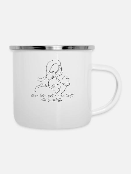 Mutterliebe - Emaille-Tasse - Weiß