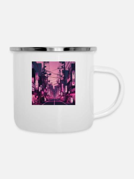 Straße in Tokyo - Emaille-Tasse - Weiß