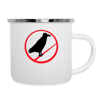 Raven Sitting Forbidden Rod Rope Sign Note - Camper Mug - white - Right