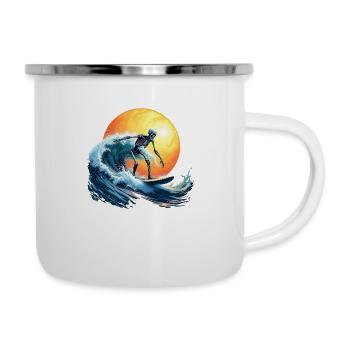 Squelette de surf - Tasse émaillée - blanc - Droite