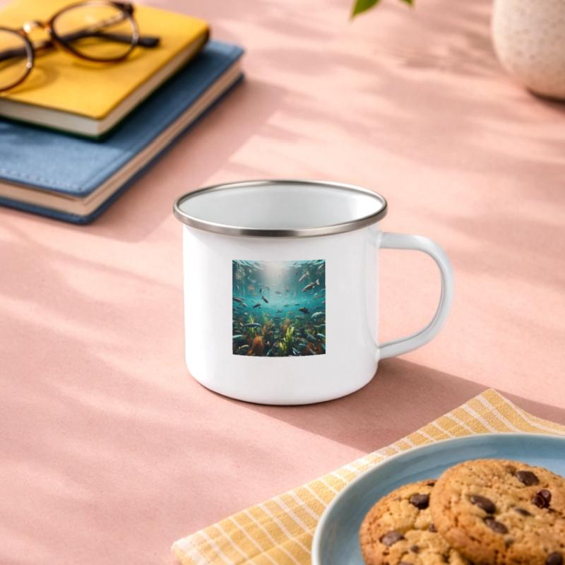 Spectacle de poissons d’eau claire Tasse émaillée