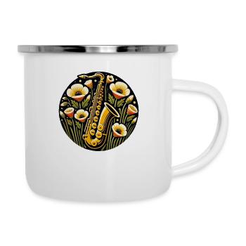 Saxophon - Emaille-Tasse - Weiß - Rechts