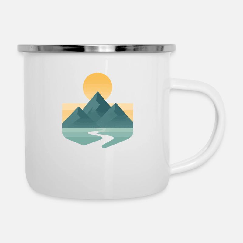 Minimalist mountain landscape in sunset - Camper Mug - white