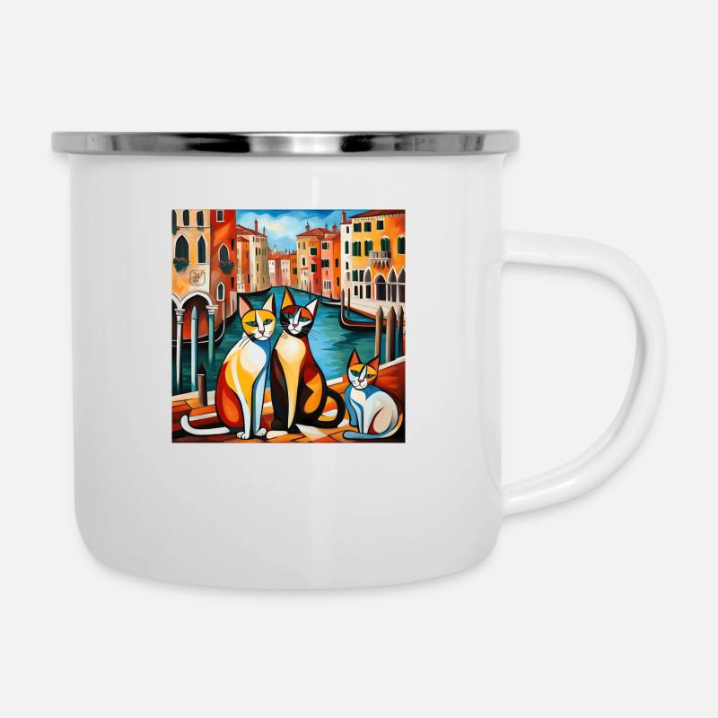 Katzen von Venedig - Emaille-Tasse - Weiß