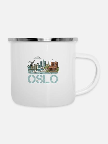 oslo stadt - Emaille-Tasse - Weiß