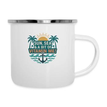Sommer Sonne Sonnenschein - Emaille-Tasse - Weiß - Rechts