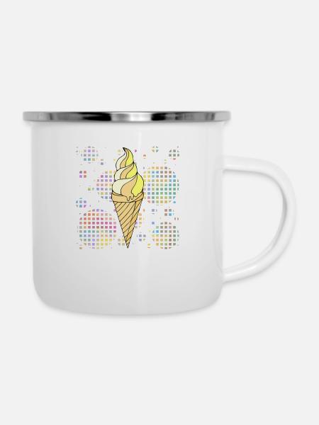 Eis - Emaille-Tasse - Weiß