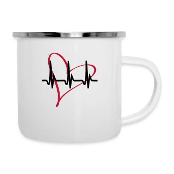 heartbeat - Emaille-Tasse - Weiß - Rechts