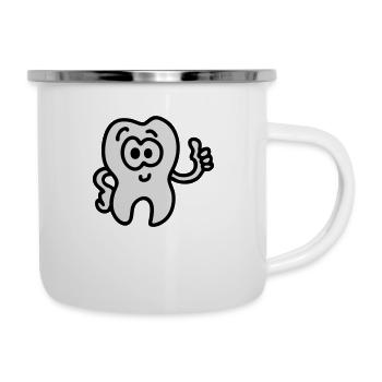 Dent - pouces vers le haut - Tasse émaillée - blanc - Droite