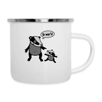 Dachs - Großer Bruder - kleiner Bruder - Emaille-Tasse - Weiß - Rechts
