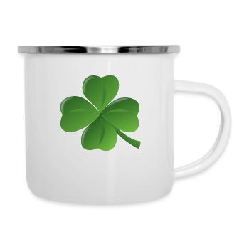 kleeblatt glueck shamrock luck four leaf clover8 - Emaille-Tasse - Weiß - Rechts