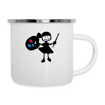 painter_girl - Emaille-Tasse - Weiß - Rechts
