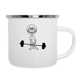 training gewicht heben bodybuilder fitness stark s - Emaille-Tasse - Weiß - Rechts