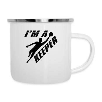 Design je suis un gardien de but torhueter tenant le pied - Tasse émaillée - blanc - Droite