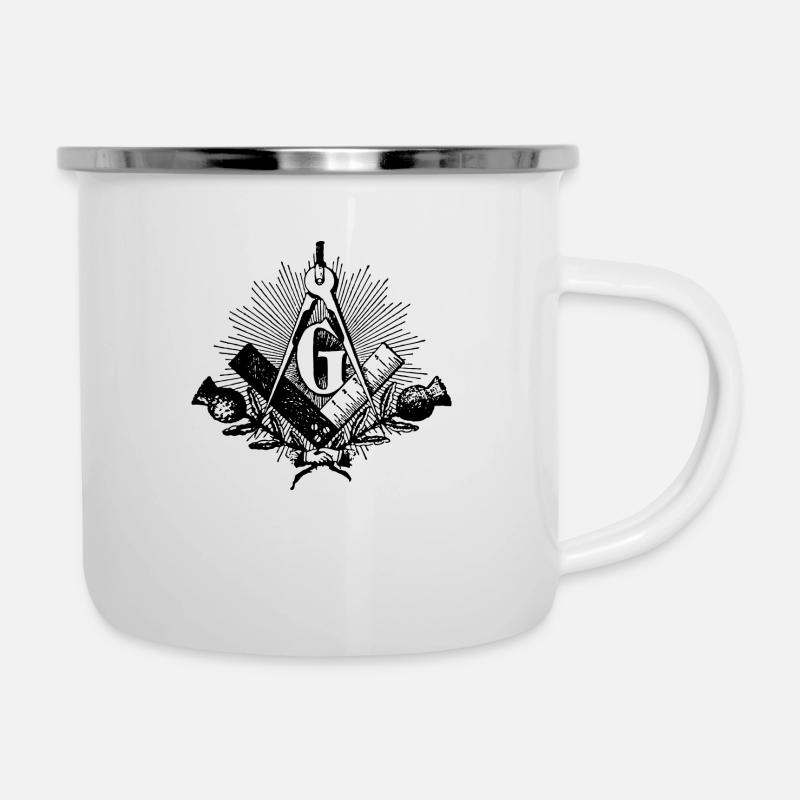 franc-maçon symbole, équerre & compas maçonniques - Tasse émaillée - blanc