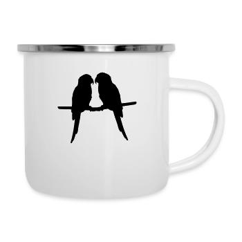 Perroquets quelques oiseaux - Tasse émaillée - blanc - Droite