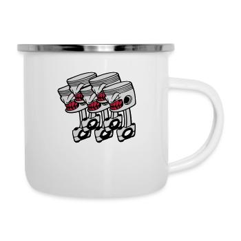 Five Pistons - Emaille-Tasse - Weiß - Rechts