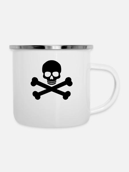 Skull and Bones - Emaille-Tasse - Weiß