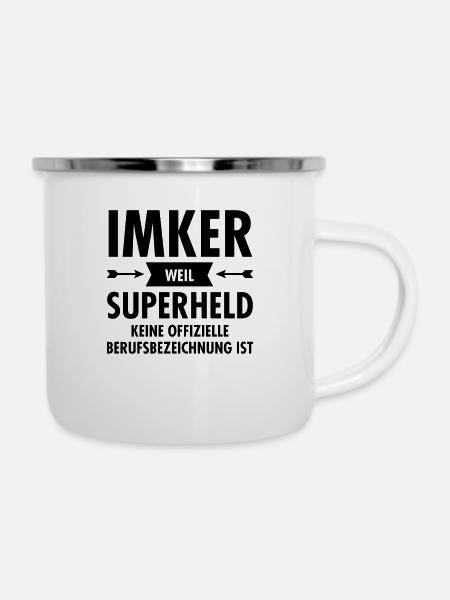 Imker - Superheld - Emaille-Tasse - Weiß
