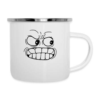 stinksauer kopf gesicht boese wuetend beherrschung - Emaille-Tasse - Weiß - Rechts