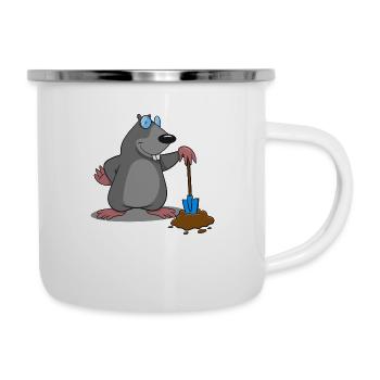 Mole earth mole huegel funny shovel proudly - Camper Mug - white - Right