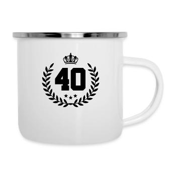 40 kranz - Emaille-Tasse - Weiß - Rechts