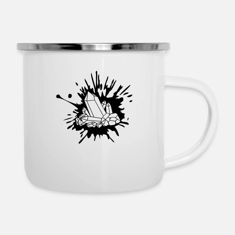 Farb Klecks Kristall - Emaille-Tasse - Weiß