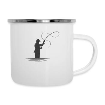 Pêche à la mouche - Tasse émaillée - blanc - Droite