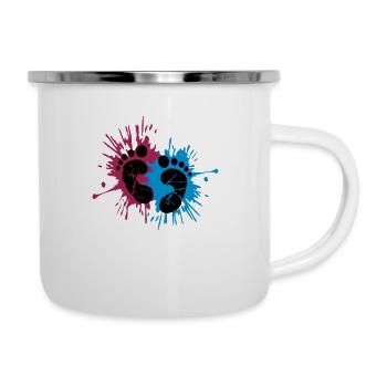 Pieds de bébé à l'encre - Tasse émaillée - blanc - Droite