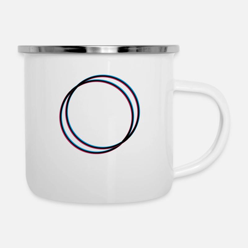 2 Kreise 3D - Emaille-Tasse - Weiß