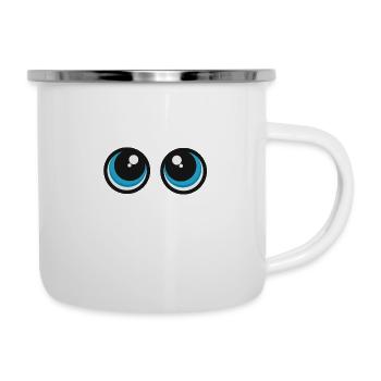 süße Augen Mimik süß Baby Blick Geschenk - Emaille-Tasse - Weiß - Rechts