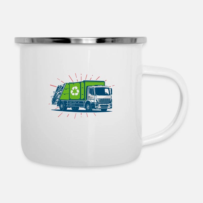 Ich Liebe Müllwagen Müllabfuhr Geschenkidee - Emaille-Tasse - Weiß