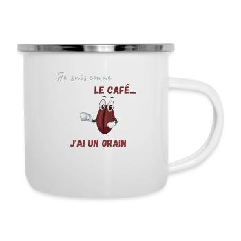 Grain de café ou grain de folie - Tasse émaillée - blanc - Droite