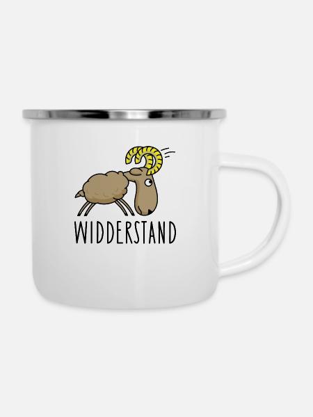 Widder Widerstand Rebell - Emaille-Tasse - Weiß