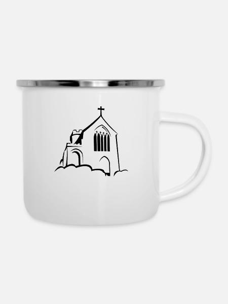 Kirche - Emaille-Tasse - Weiß