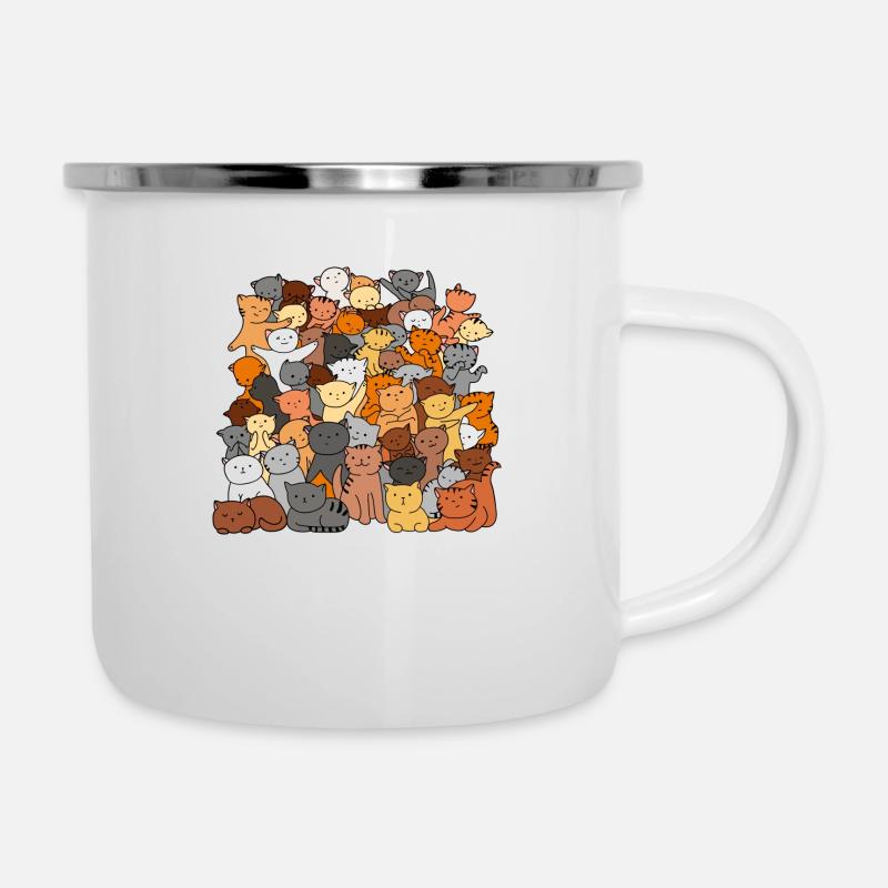 Groupe chat multicolore - Tasse émaillée - blanc