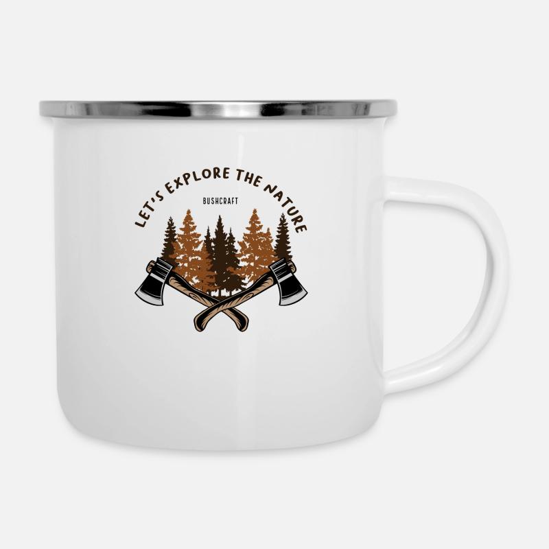 Let s Explore the Nature Bushcraft - Emaille-Tasse - Weiß
