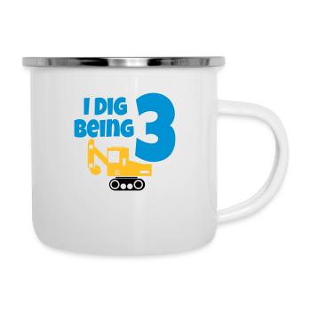 Excavator birthday 3 years - Camper Mug - white - Right