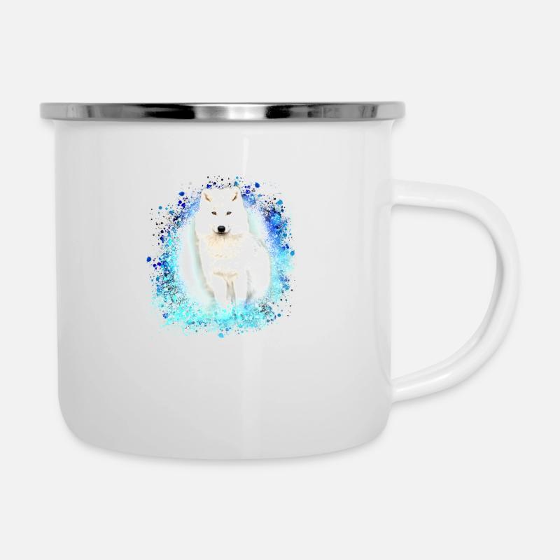 weisser wolf, wolf, husky, hund, graffiti, malerei - Emaille-Tasse - Weiß