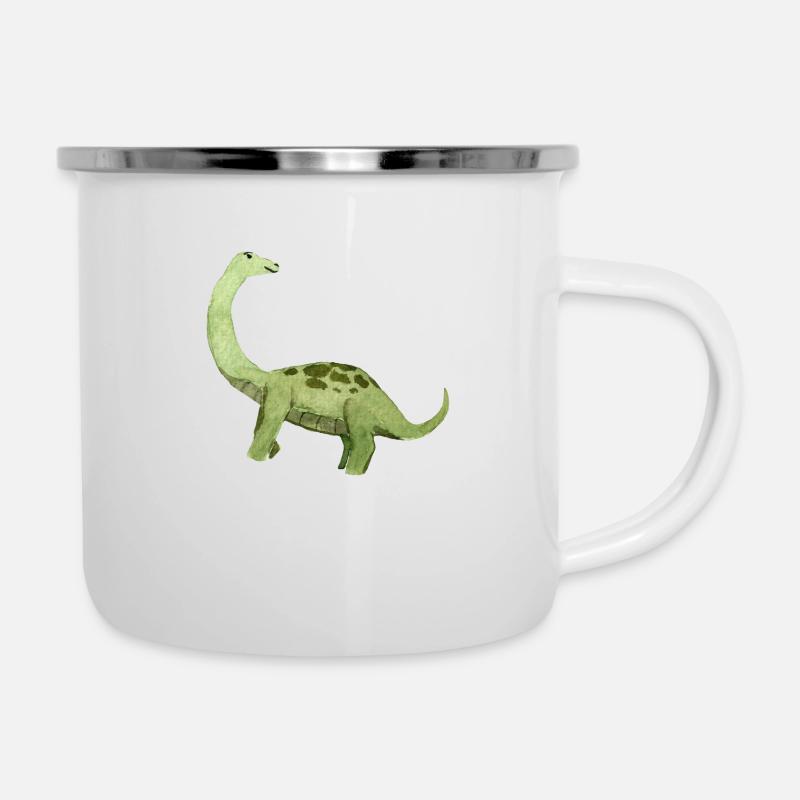 Dino - Emaille-Tasse - Weiß
