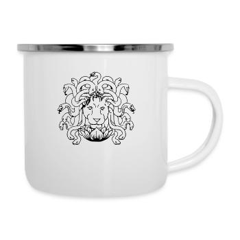 Medusa- Löwe - Emaille-Tasse - Weiß - Rechts
