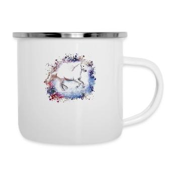 Schimmel, Pferd,weisses Pferd, Graffiti, Malerei - Emaille-Tasse - Weiß - Rechts