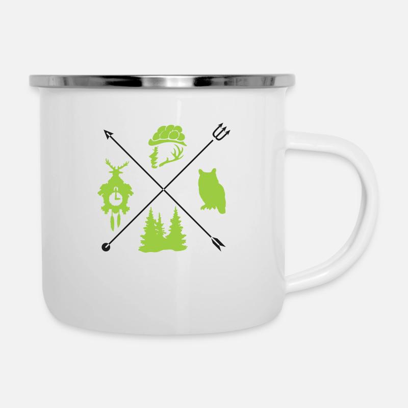 Black Forest Wegweiser - Emaille-Tasse - Weiß