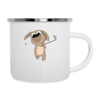 Welpe Golf Schwung - Emaille-Tasse - Weiß - Rechts