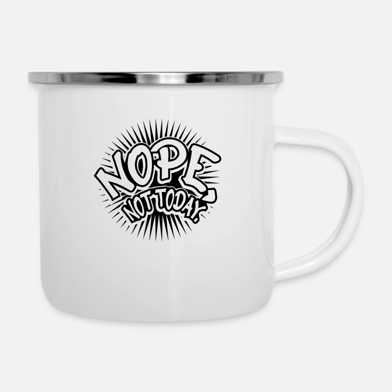 Nope Comic Schrift - Emaille-Tasse - Weiß