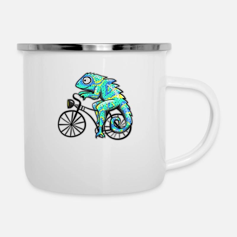 Chameleon with bike - Camper Mug - white