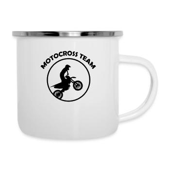 Motocross Team - Emaille-Tasse - Weiß - Rechts