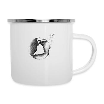 Contemplative silhouette on graphic globe - Camper Mug - white - Right